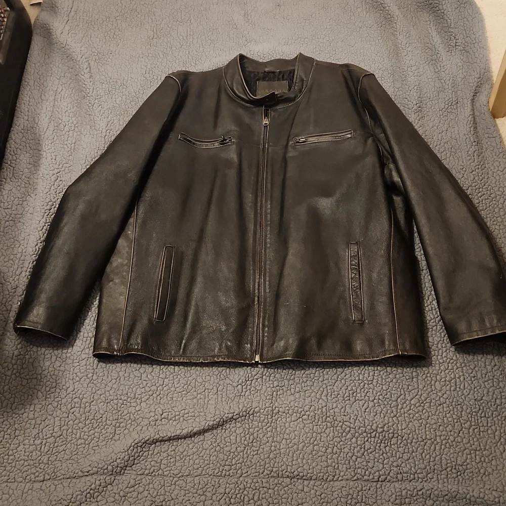 Mens Merona Black Leather Jacket Size XXL
